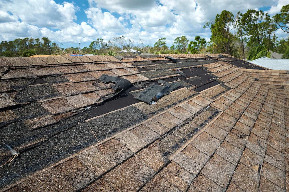 Storm damaged roof